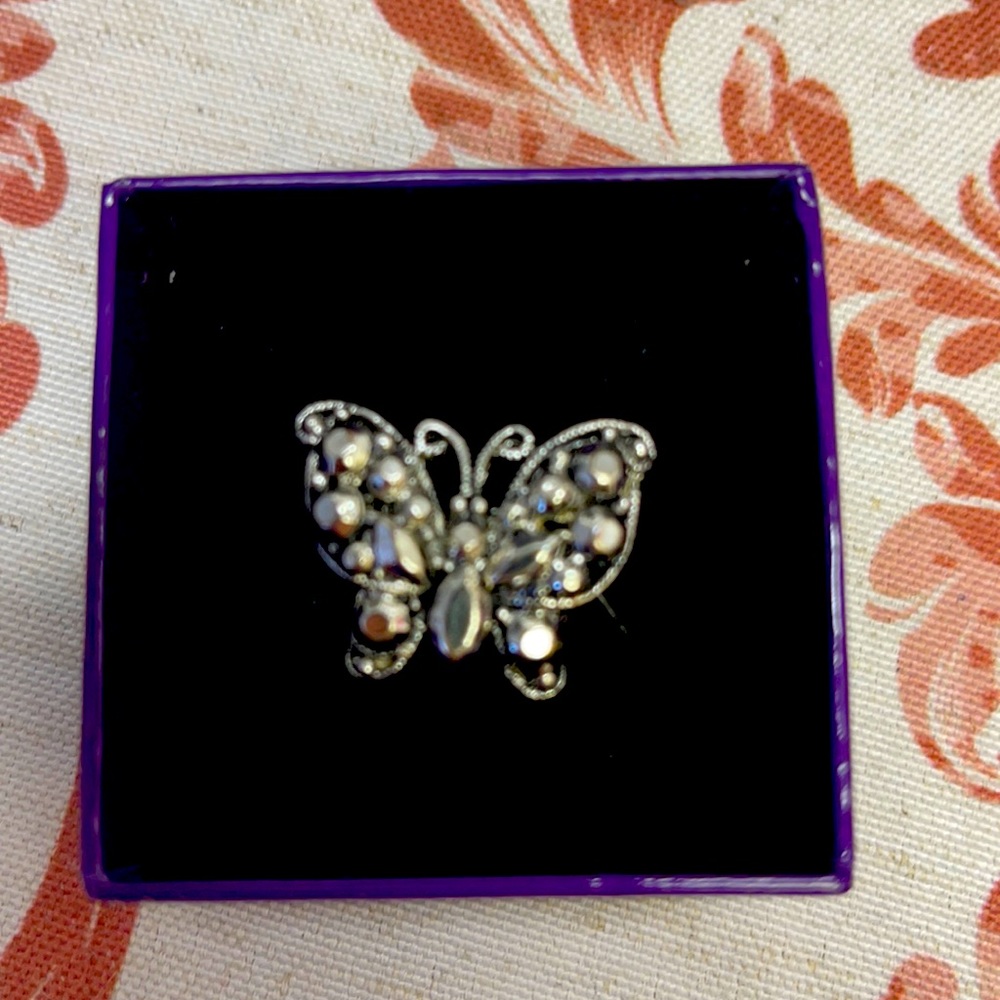 Silver butterfly ring